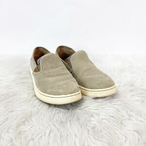 Olukai 6 Women's Tan Pehuea Leather Textured Low Top Slip On Flat Heel Shoes